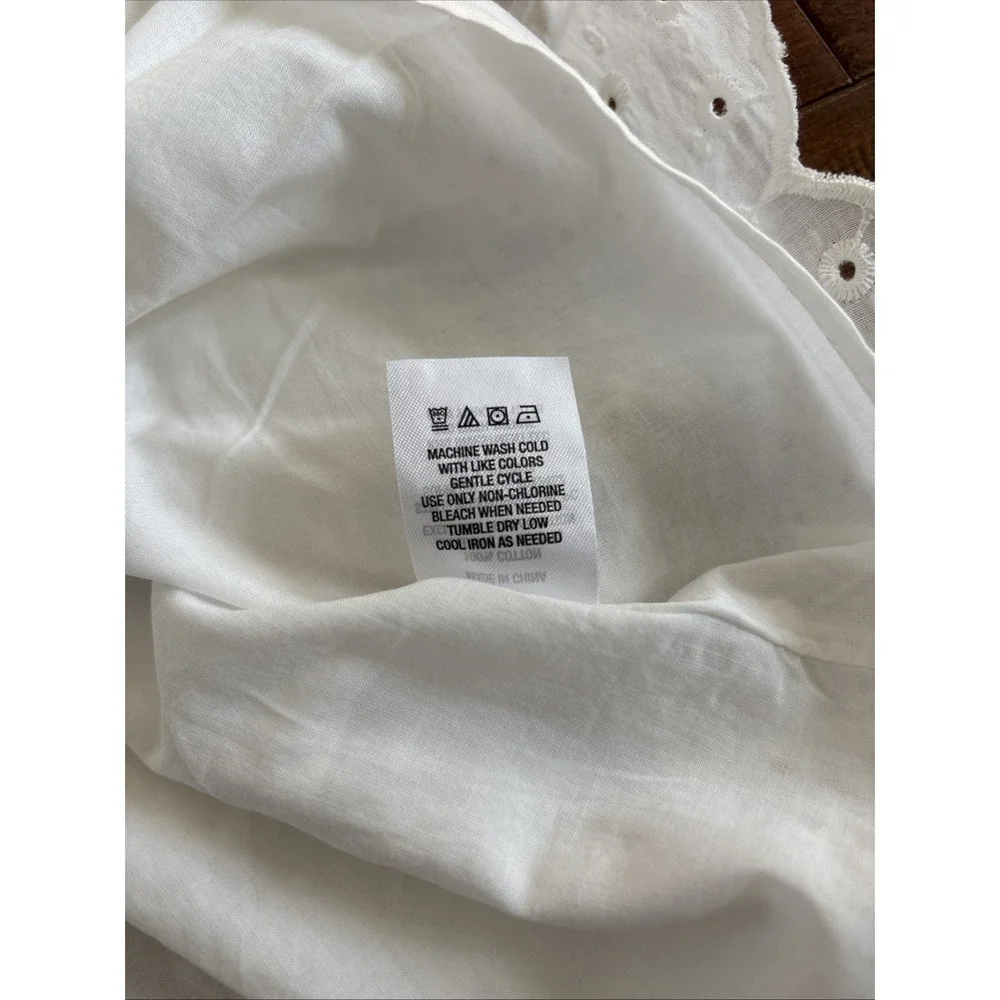 Gap Kids White Eyelet Clip Dot Dress Girls L 10/12 100% Cotton Sundress